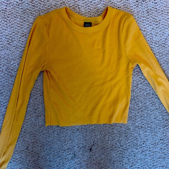 Tops - Yellow Long Sleeve Crop Top